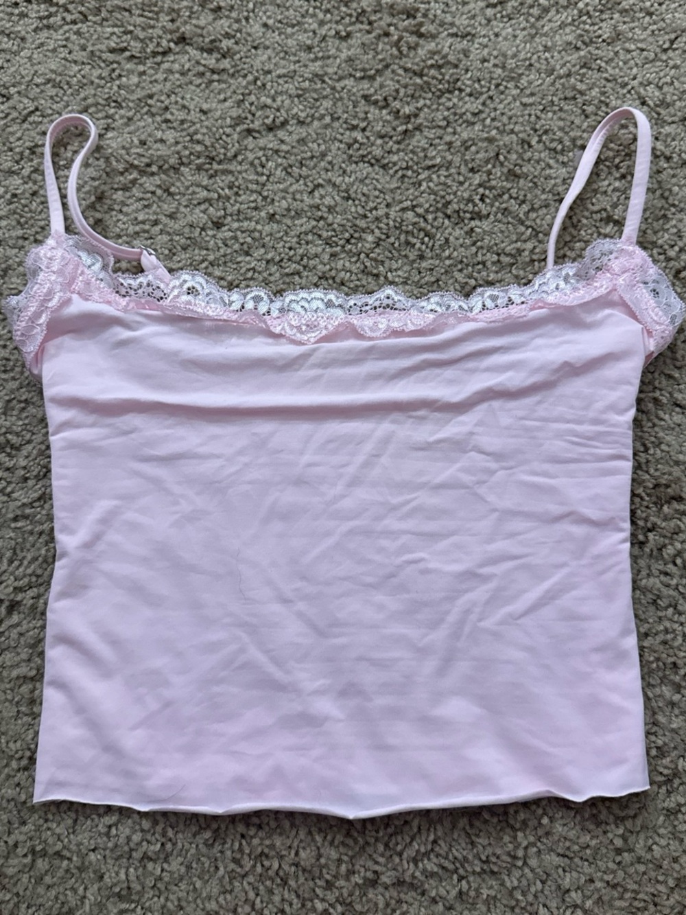 Lace-Trim Light Pink Cami Tank Top
